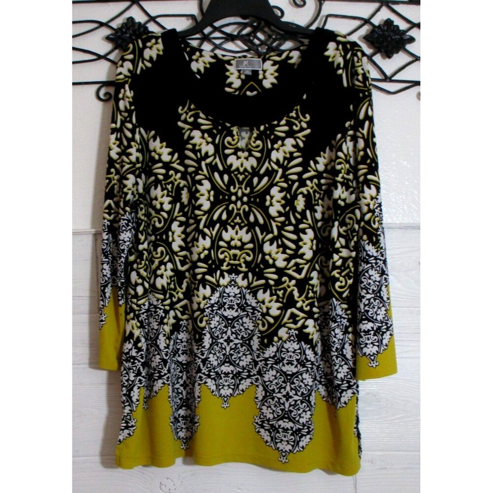 JM Collection Women's Top Size XL Long Sleeve Multicolored Round Neck